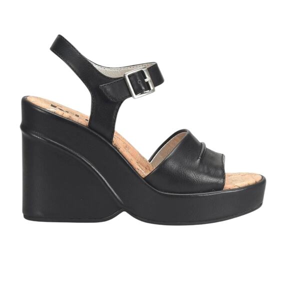 NWOT Women's Korks Black Bardot Wedge Sandal – Sz 11 - Picture 1 of 8